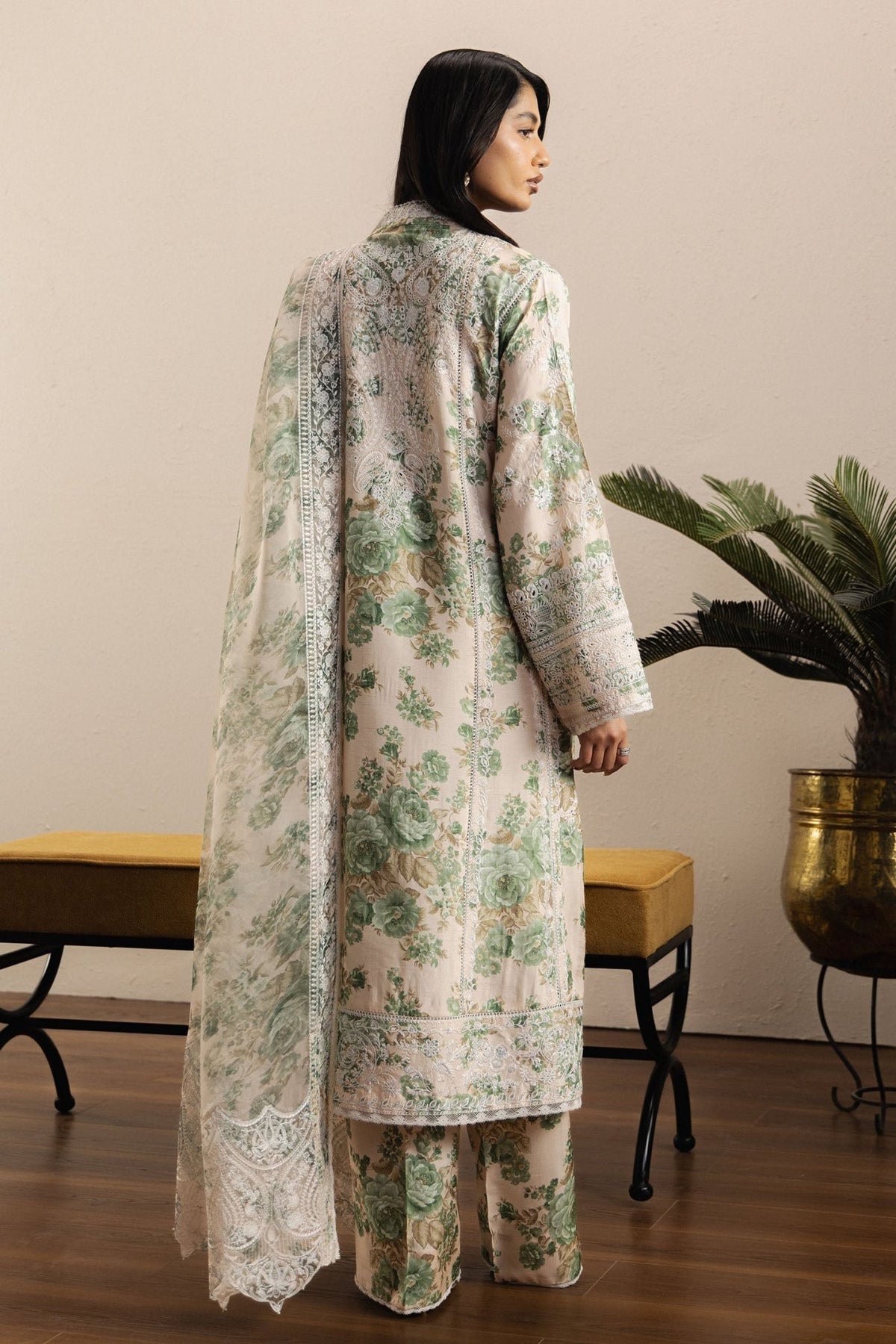Zara Shahjahan | Eid Festive 26 | Husnara-Brand:Zara Shahjahan-Type:Ladies Clothes-Ivory-Medium Raw Silk-House of Maryam- Buy in UK, USA