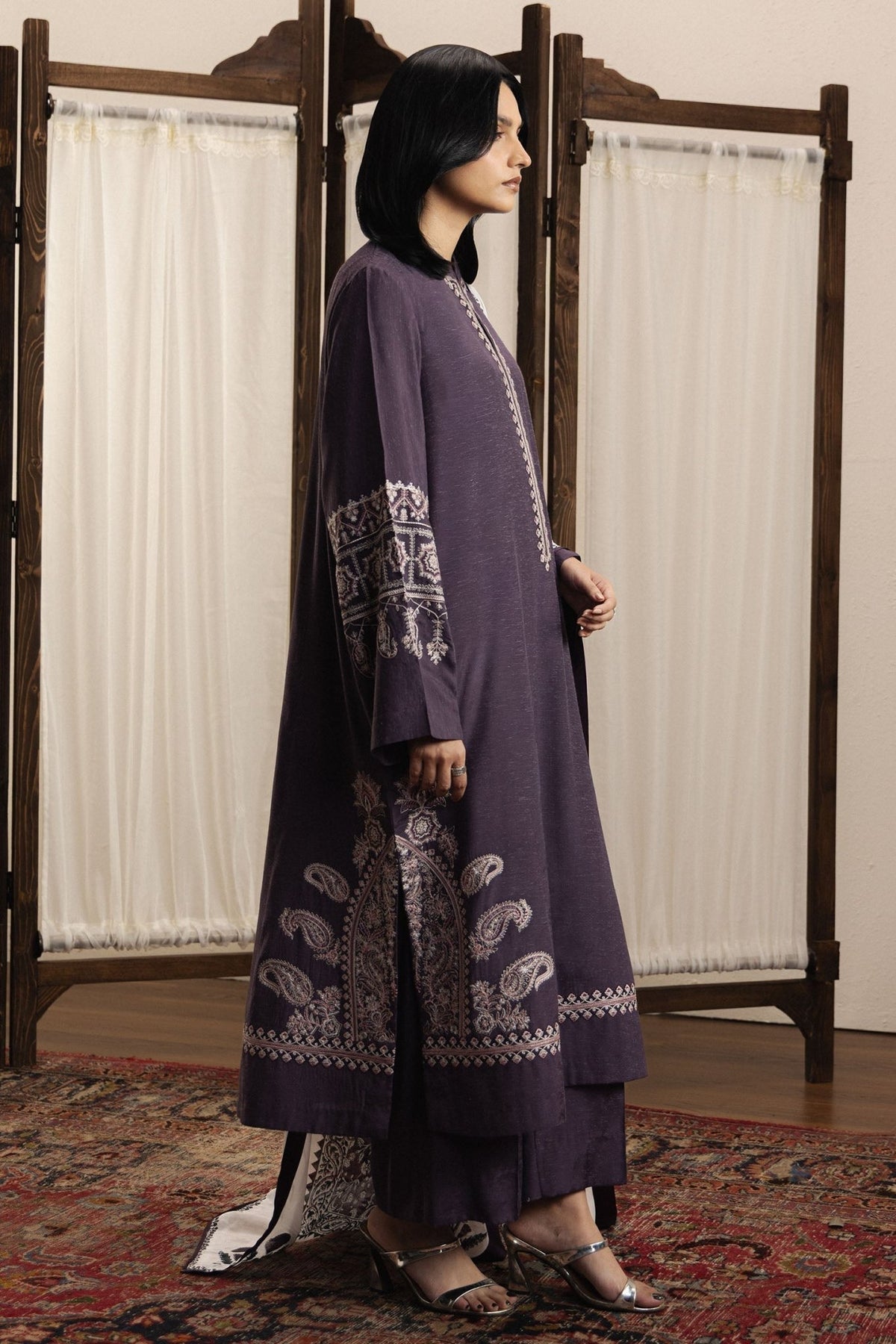 Zara Shahjahan | Eid Festive 26 | Lehja-Brand:Zara Shahjahan-Type:Ladies Clothes-Deep Violet-Silk Karandi-House of Maryam- Buy in UK, USA