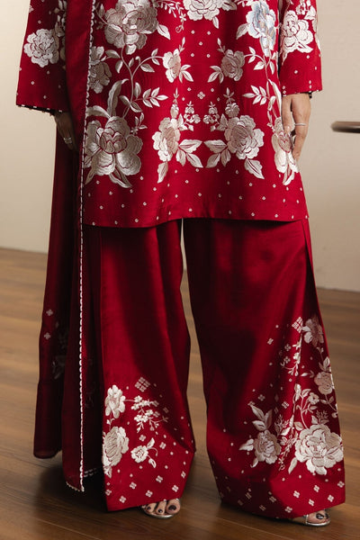 Zara Shahjahan | Eid Festive 26 | Mahfila-Brand:Zara Shahjahan-Type:Ladies Clothes-Ruby Red-Silk-House of Maryam- Buy in UK, USA