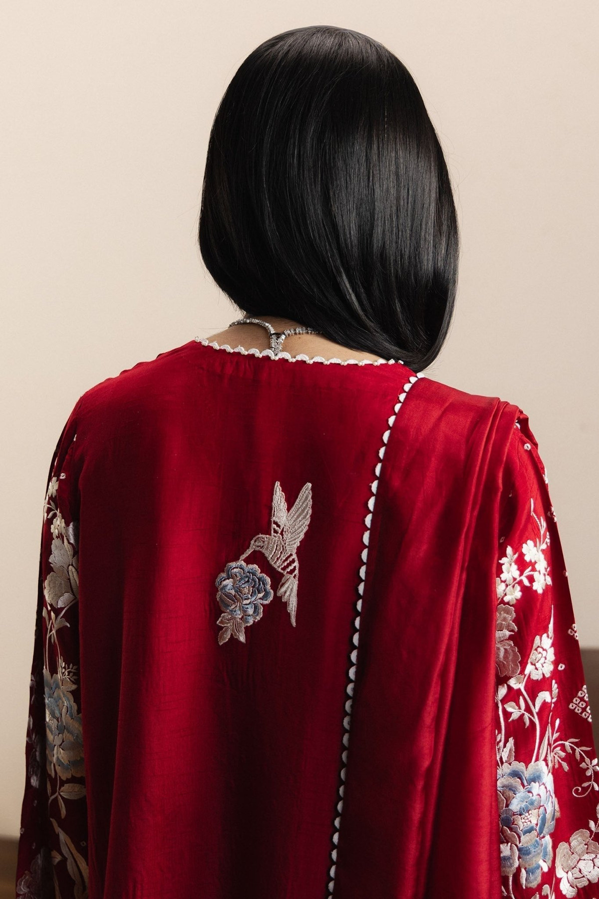 Zara Shahjahan | Eid Festive 26 | Mahfila-Brand:Zara Shahjahan-Type:Ladies Clothes-Ruby Red-Silk-House of Maryam- Buy in UK, USA
