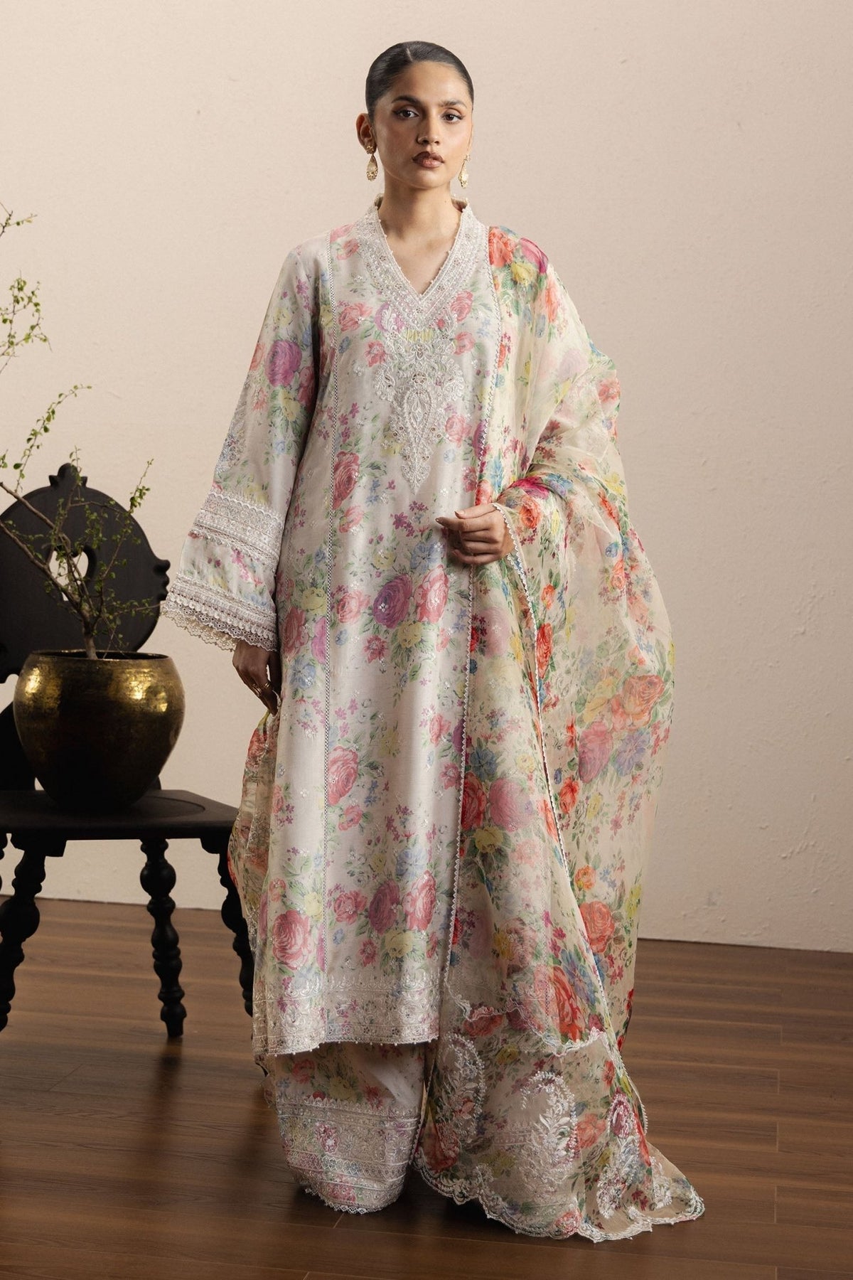 Zara Shahjahan | Eid Festive 26 | Meherbaan-Brand:Zara Shahjahan-Type:Ladies Clothes-Off White-Medium Raw Silk-House of Maryam- Buy in UK, USA