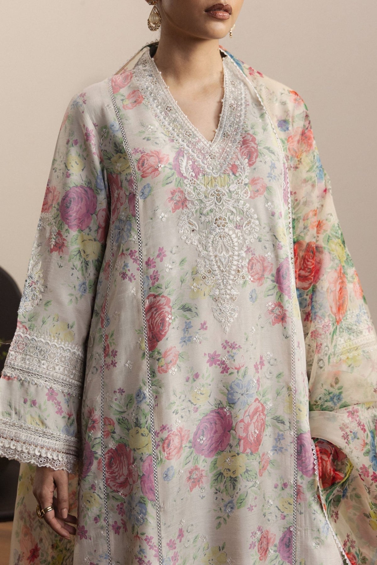 Zara Shahjahan | Eid Festive 26 | Meherbaan-Brand:Zara Shahjahan-Type:Ladies Clothes-Off White-Medium Raw Silk-House of Maryam- Buy in UK, USA