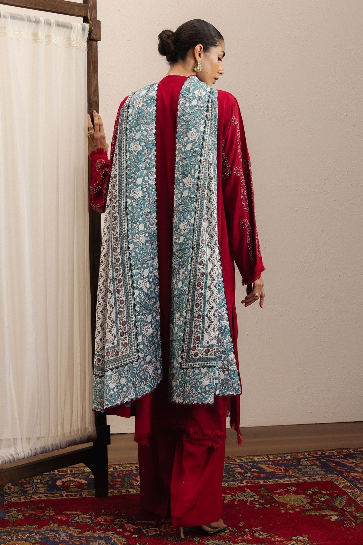 Zara Shahjahan | Eid Festive 26 | Mehria-Brand:Zara Shahjahan-Type:Ladies Clothes-Maroon-Silk Karandi-House of Maryam- Buy in UK, USA
