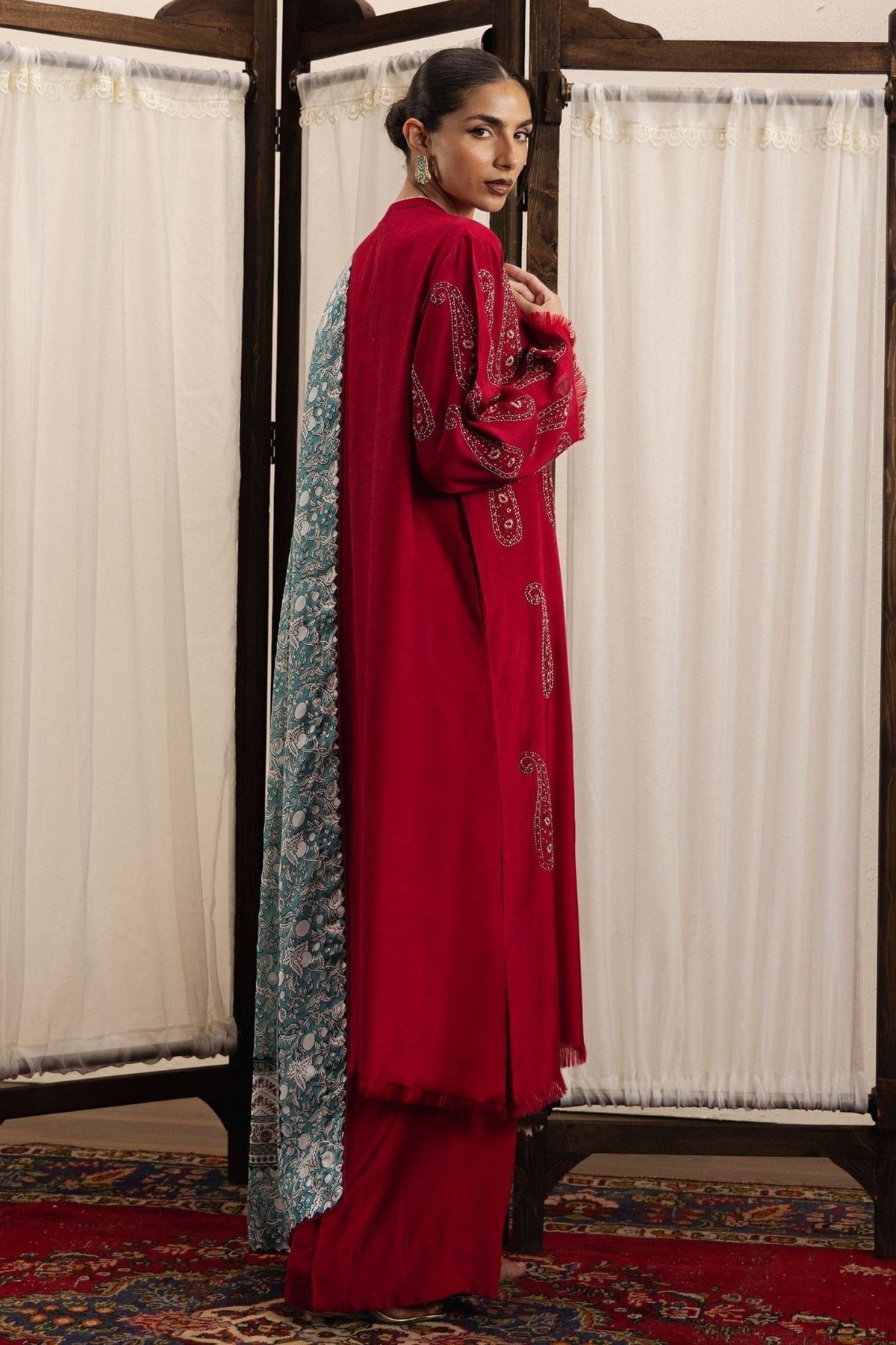 Zara Shahjahan | Eid Festive 26 | Mehria-Brand:Zara Shahjahan-Type:Ladies Clothes-Maroon-Silk Karandi-House of Maryam- Buy in UK, USA
