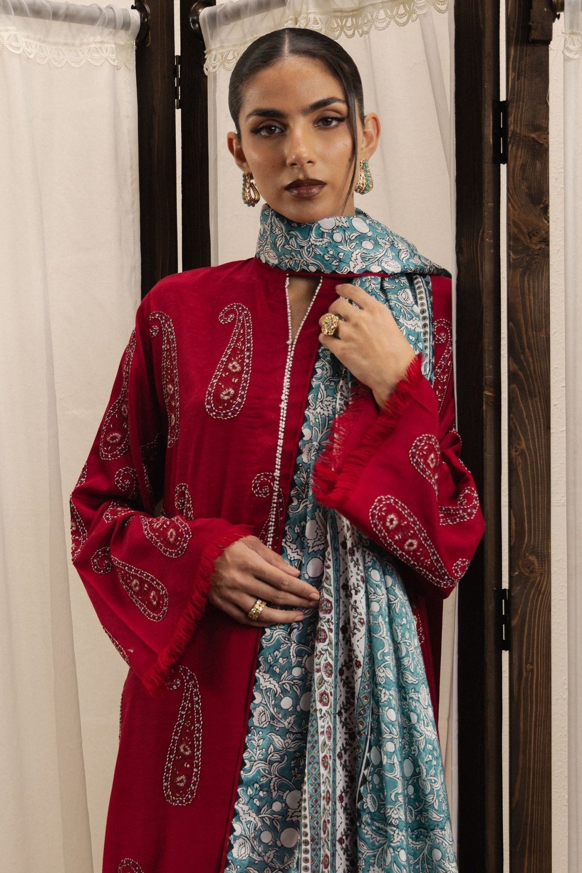 Zara Shahjahan | Eid Festive 26 | Mehria-Brand:Zara Shahjahan-Type:Ladies Clothes-Maroon-Silk Karandi-House of Maryam- Buy in UK, USA