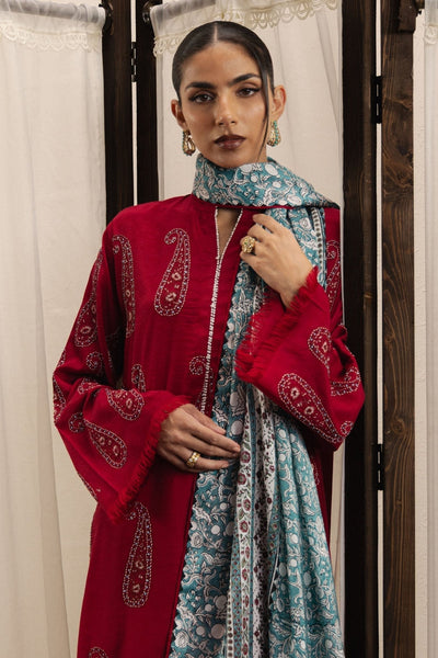 Zara Shahjahan | Eid Festive 26 | Mehria-Brand:Zara Shahjahan-Type:Ladies Clothes-Maroon-Silk Karandi-House of Maryam- Buy in UK, USA