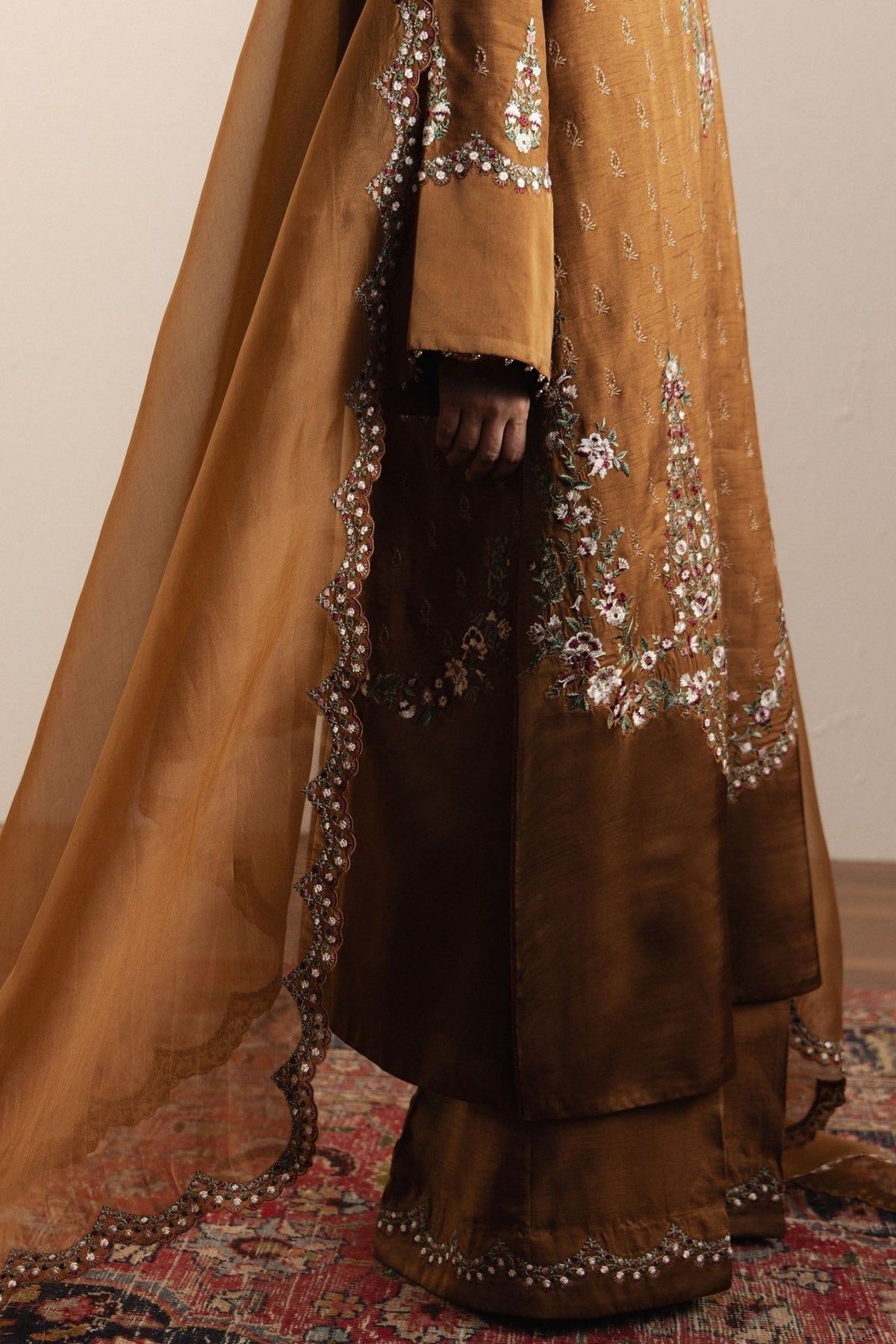 Zara Shahjahan | Eid Festive 26 | Munawwar-Brand:Zara Shahjahan-Type:Ladies Clothes-Regal Gold-Medium Raw Silk-House of Maryam- Buy in UK, USA