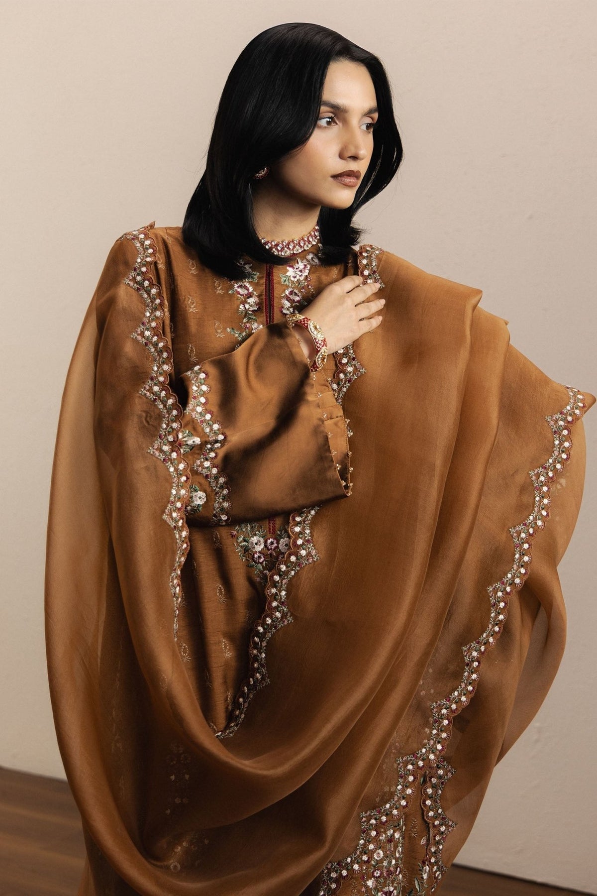 Zara Shahjahan | Eid Festive 26 | Munawwar-Brand:Zara Shahjahan-Type:Ladies Clothes-Regal Gold-Medium Raw Silk-House of Maryam- Buy in UK, USA