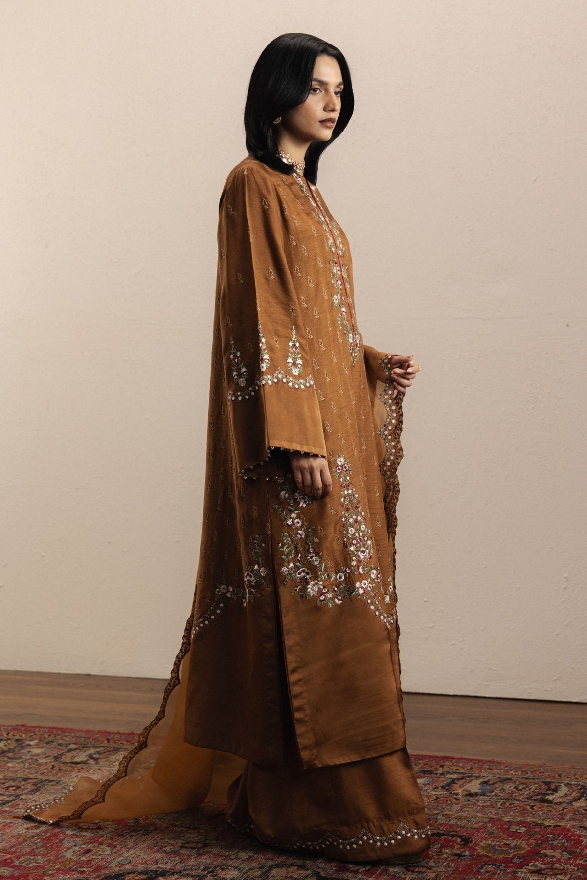 Zara Shahjahan | Eid Festive 26 | Munawwar-Brand:Zara Shahjahan-Type:Ladies Clothes-Regal Gold-Medium Raw Silk-House of Maryam- Buy in UK, USA