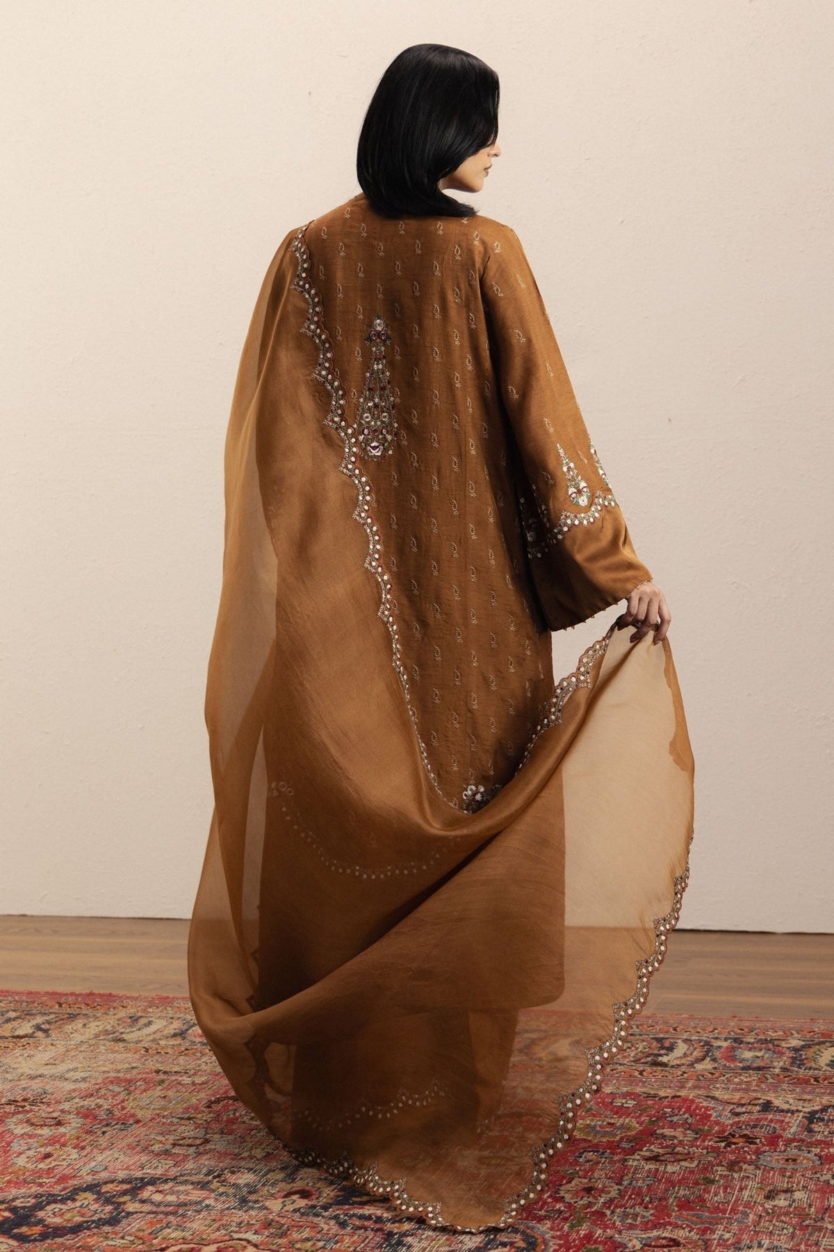 Zara Shahjahan | Eid Festive 26 | Munawwar-Brand:Zara Shahjahan-Type:Ladies Clothes-Regal Gold-Medium Raw Silk-House of Maryam- Buy in UK, USA