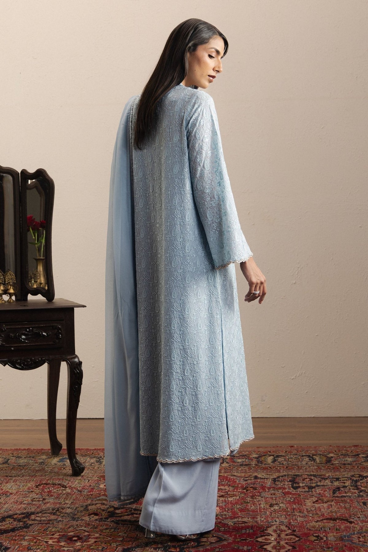 Zara Shahjahan | Eid Festive 26 | Nayla-Brand:Zara Shahjahan-Type:Ladies Clothes-Misty Blue-Georgette Chiffon-House of Maryam- Buy in UK, USA