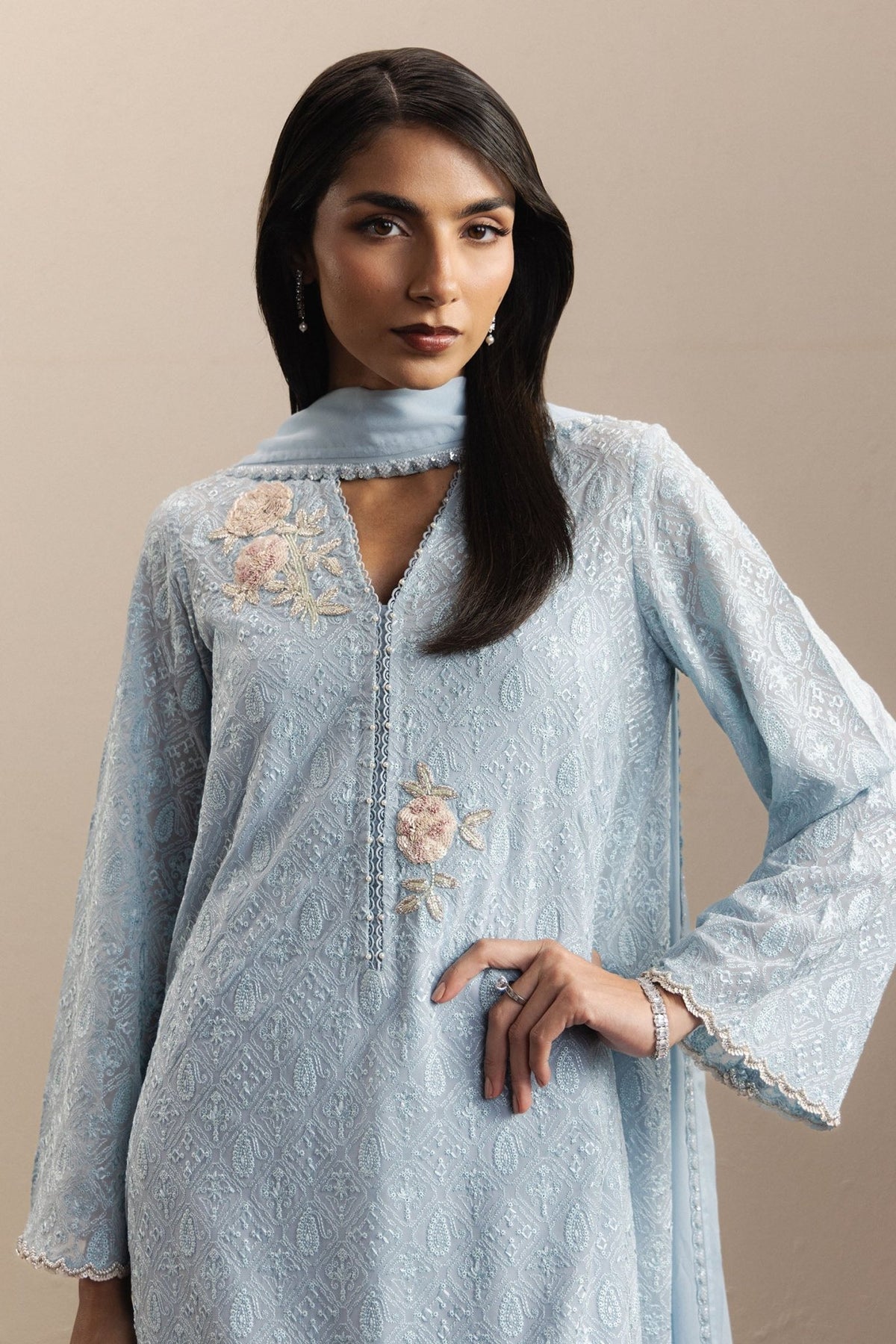 Zara Shahjahan | Eid Festive 26 | Nayla-Brand:Zara Shahjahan-Type:Ladies Clothes-Misty Blue-Georgette Chiffon-House of Maryam- Buy in UK, USA