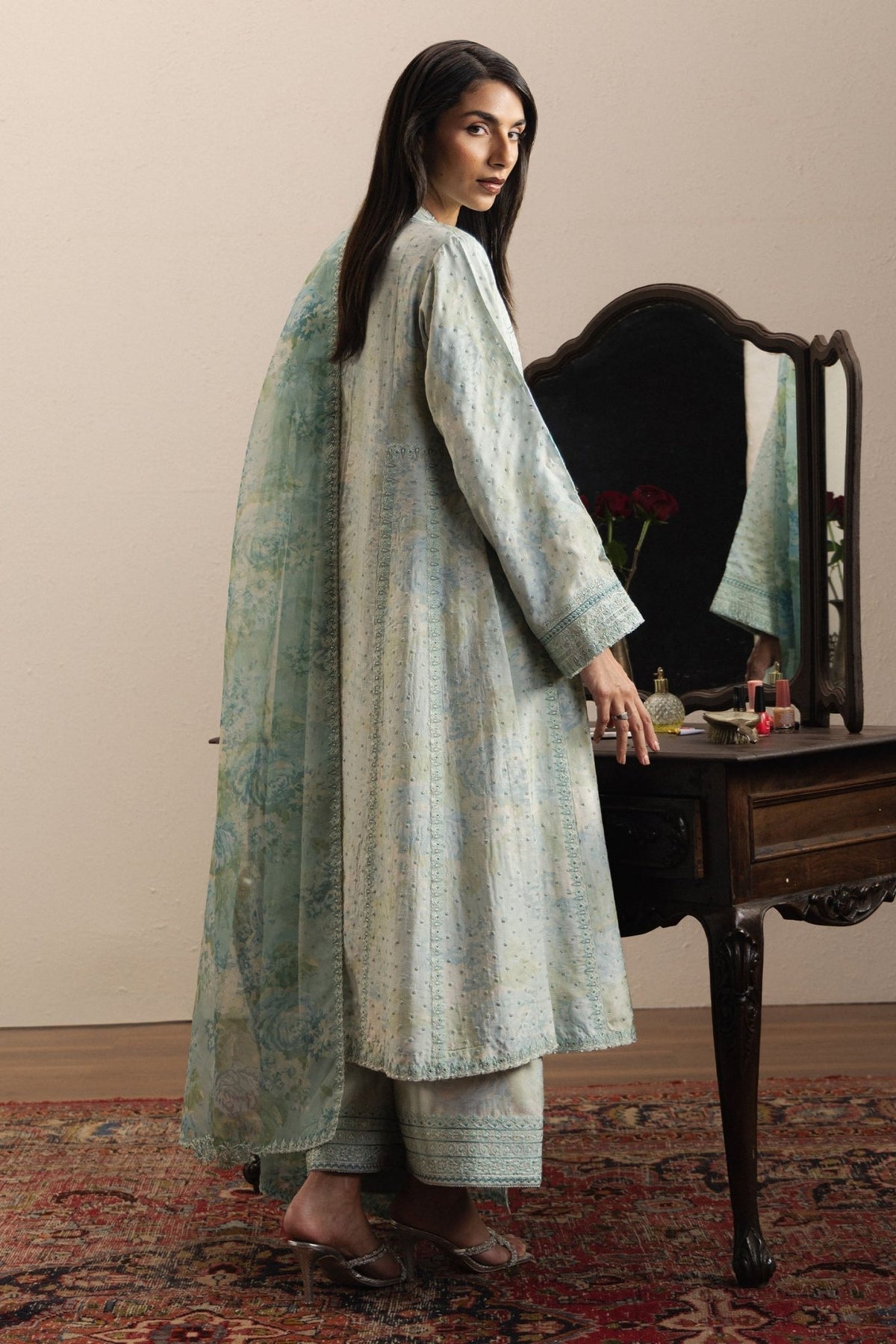 Zara Shahjahan | Eid Festive 26 | Nazish-Brand:Zara Shahjahan-Type:Ladies Clothes-Mint-Raw Silk-House of Maryam- Buy in UK, USA