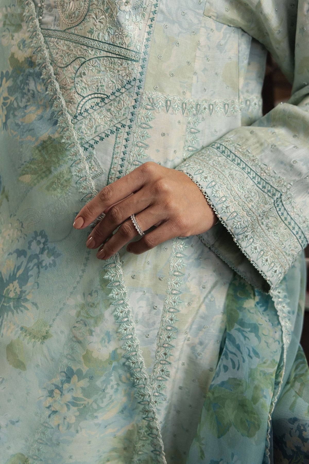 Zara Shahjahan | Eid Festive 26 | Nazish-Brand:Zara Shahjahan-Type:Ladies Clothes-Mint-Raw Silk-House of Maryam- Buy in UK, USA