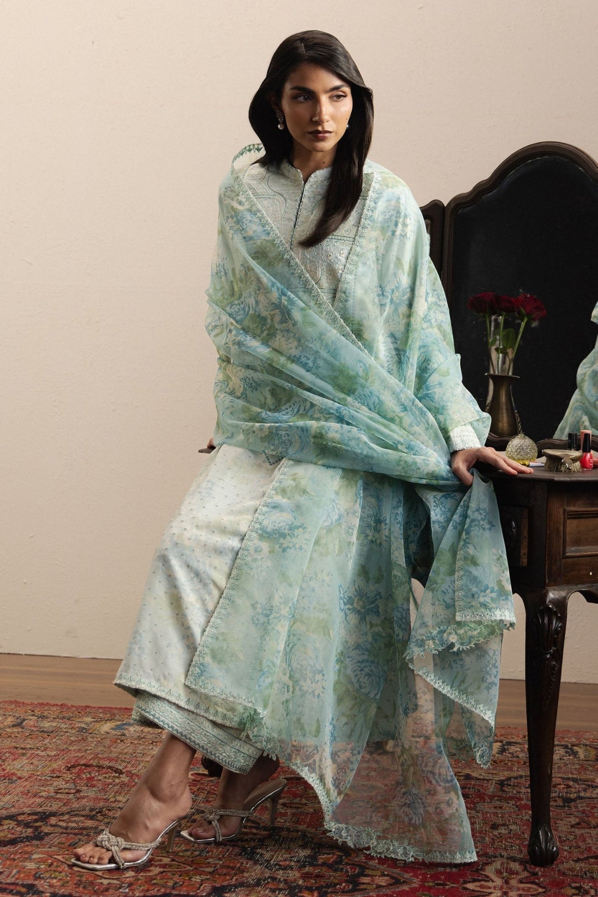 Zara Shahjahan | Eid Festive 26 | Nazish-Brand:Zara Shahjahan-Type:Ladies Clothes-Mint-Raw Silk-House of Maryam- Buy in UK, USA