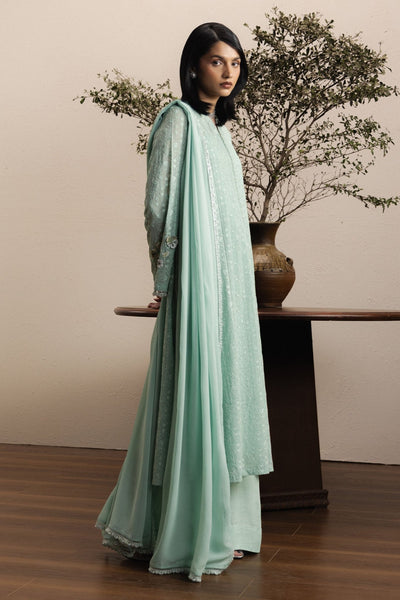 Zara Shahjahan | Eid Festive 26 | Nazneen-Brand:Zara Shahjahan-Type:Ladies Clothes-Mint-Georgette Chiffon-House of Maryam- Buy in UK, USA