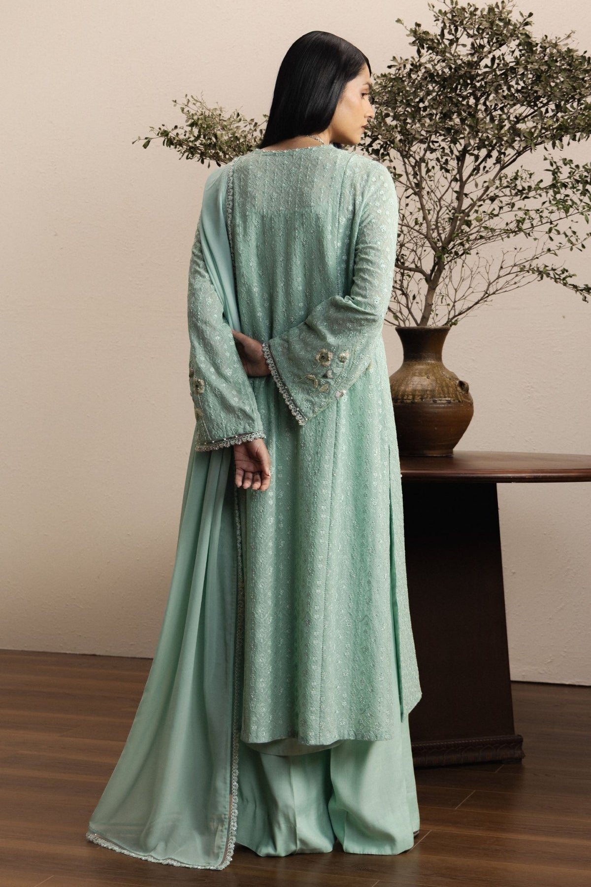 Zara Shahjahan | Eid Festive 26 | Nazneen-Brand:Zara Shahjahan-Type:Ladies Clothes-Mint-Georgette Chiffon-House of Maryam- Buy in UK, USA