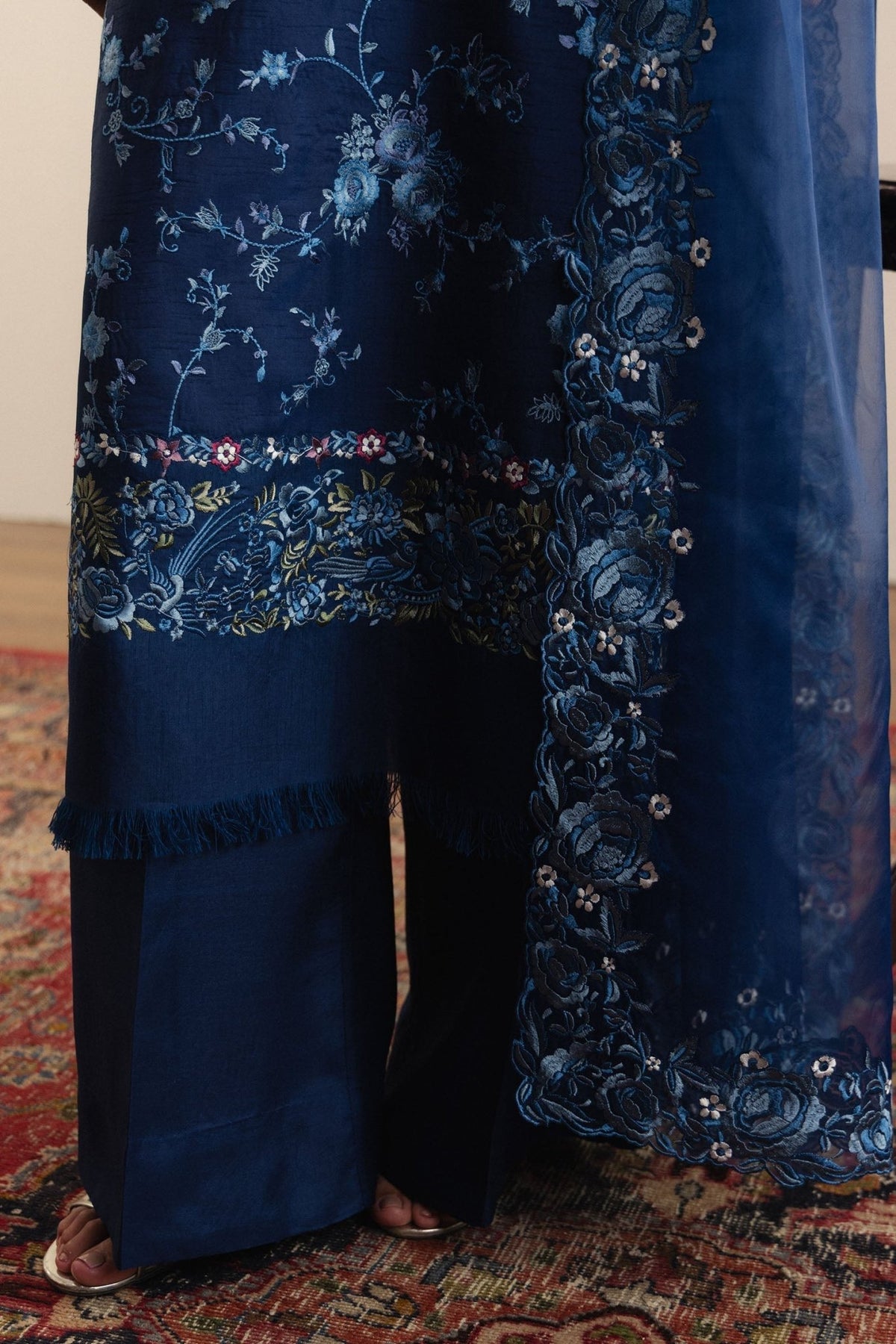 Zara Shahjahan | Eid Festive 26 | Neelzar-Brand:Zara Shahjahan-Type:Ladies Clothes-Midnight Blue-Medium Raw Silk-House of Maryam- Buy in UK, USA