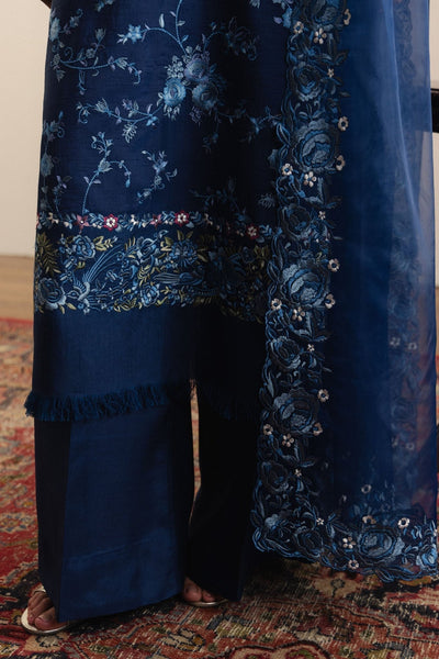 Zara Shahjahan | Eid Festive 26 | Neelzar-Brand:Zara Shahjahan-Type:Ladies Clothes-Midnight Blue-Medium Raw Silk-House of Maryam- Buy in UK, USA