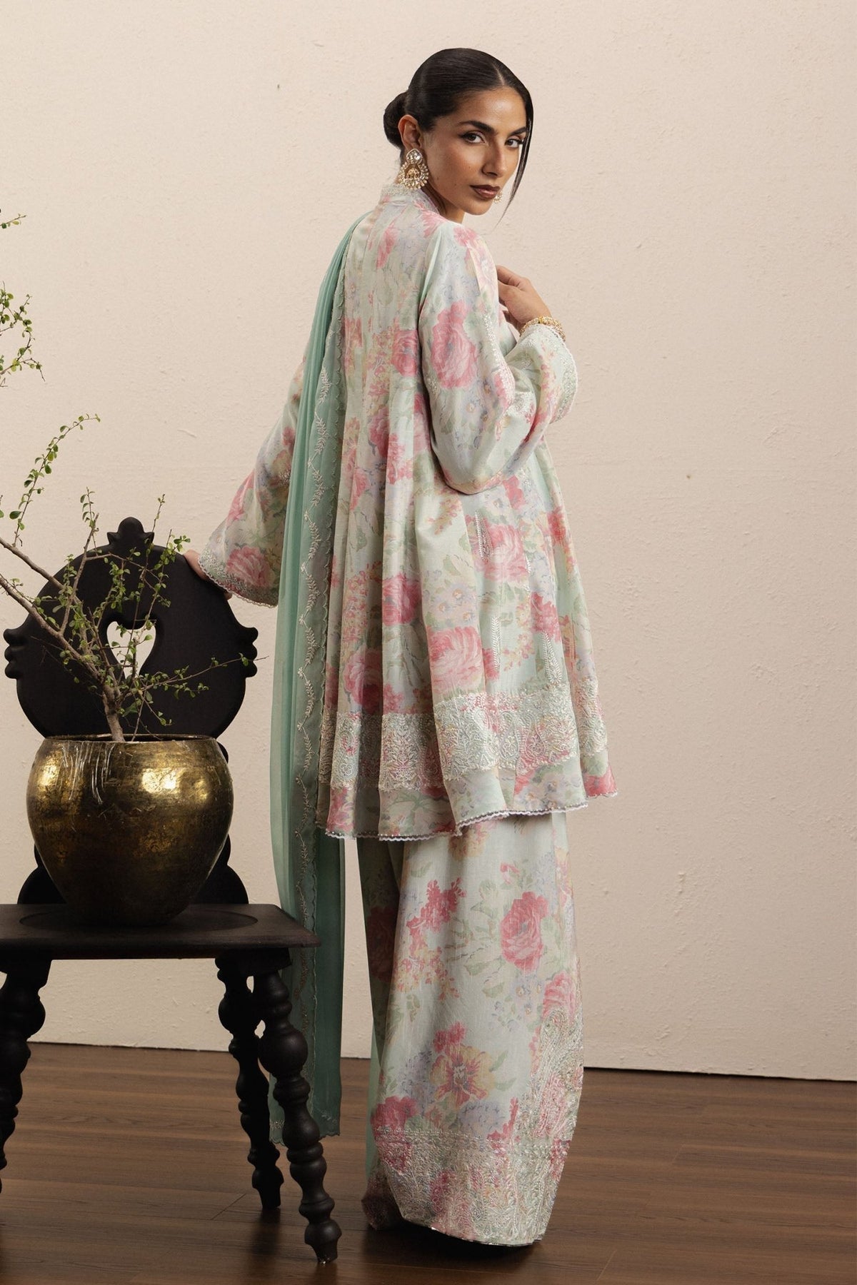 Zara Shahjahan | Eid Festive 26 | Noor-Brand:Zara Shahjahan-Type:Ladies Clothes-Mint-Raw Silk-House of Maryam- Buy in UK, USA