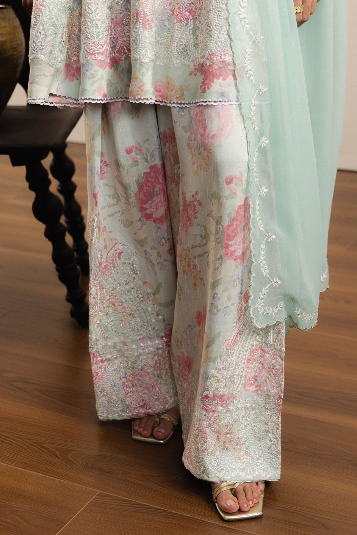 Zara Shahjahan | Eid Festive 26 | Noor-Brand:Zara Shahjahan-Type:Ladies Clothes-Mint-Raw Silk-House of Maryam- Buy in UK, USA