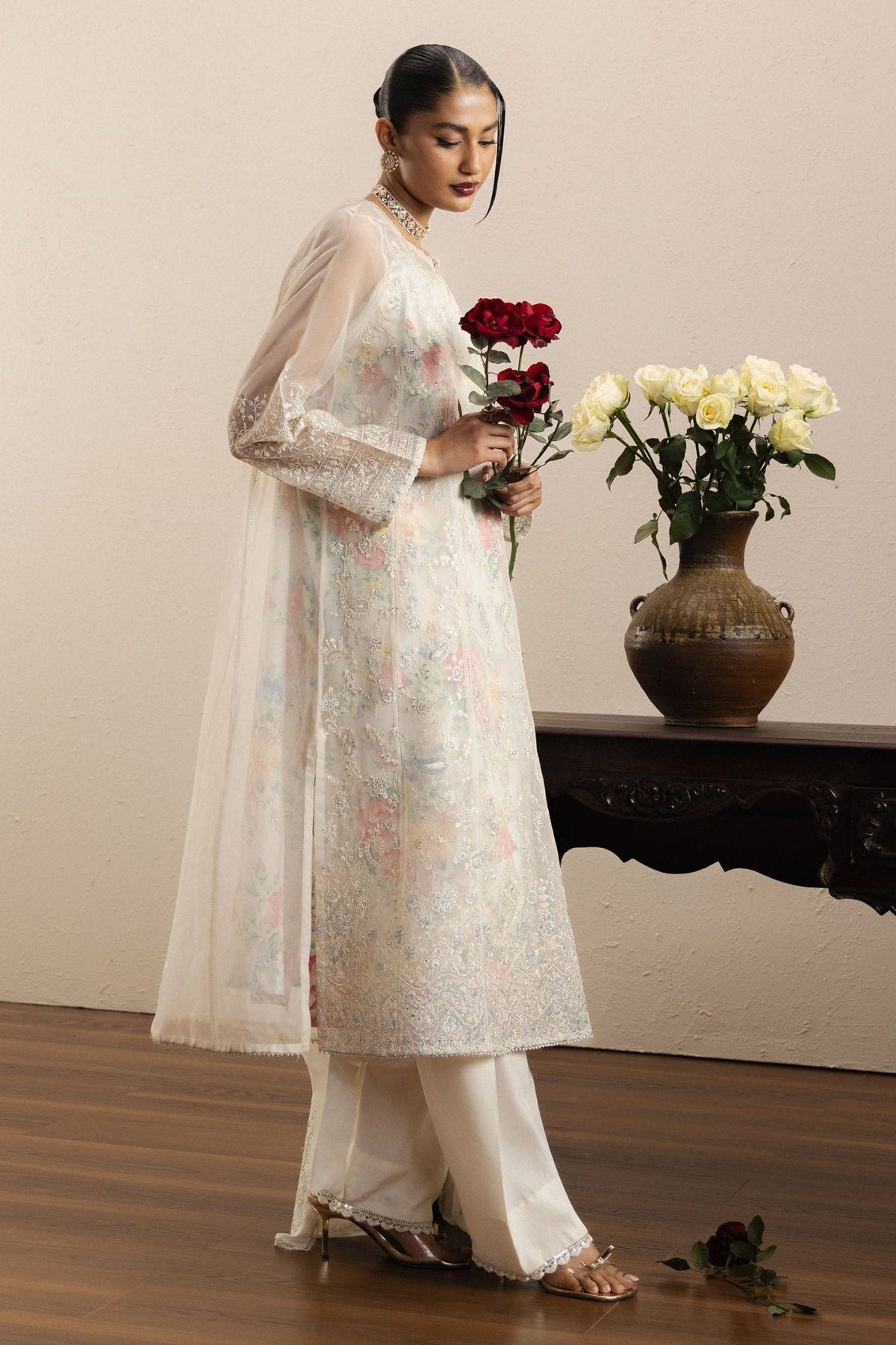 Zara Shahjahan | Eid Festive 26 | Noorain-Brand:Zara Shahjahan-Type:Ladies Clothes-Ivory-Organza-House of Maryam- Buy in UK, USA