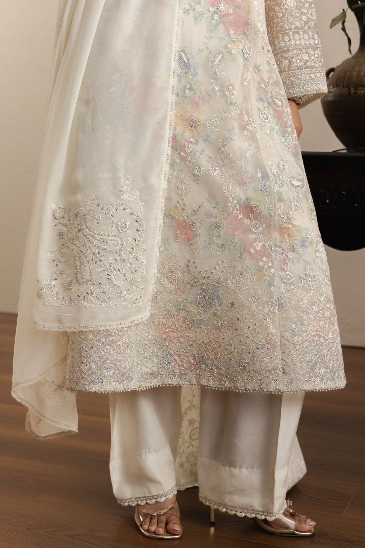 Zara Shahjahan | Eid Festive 26 | Noorain-Brand:Zara Shahjahan-Type:Ladies Clothes-Ivory-Organza-House of Maryam- Buy in UK, USA