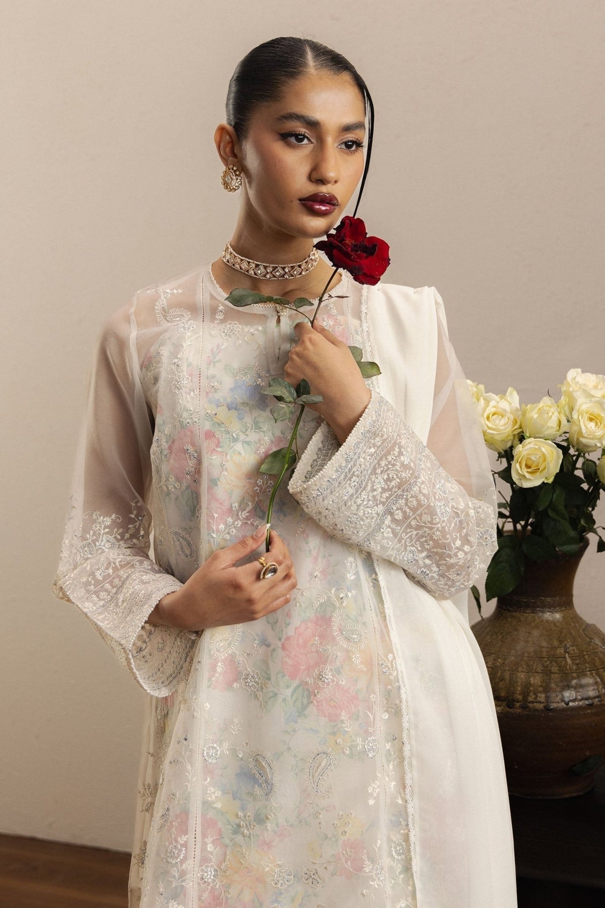 Zara Shahjahan | Eid Festive 26 | Noorain-Brand:Zara Shahjahan-Type:Ladies Clothes-Ivory-Organza-House of Maryam- Buy in UK, USA