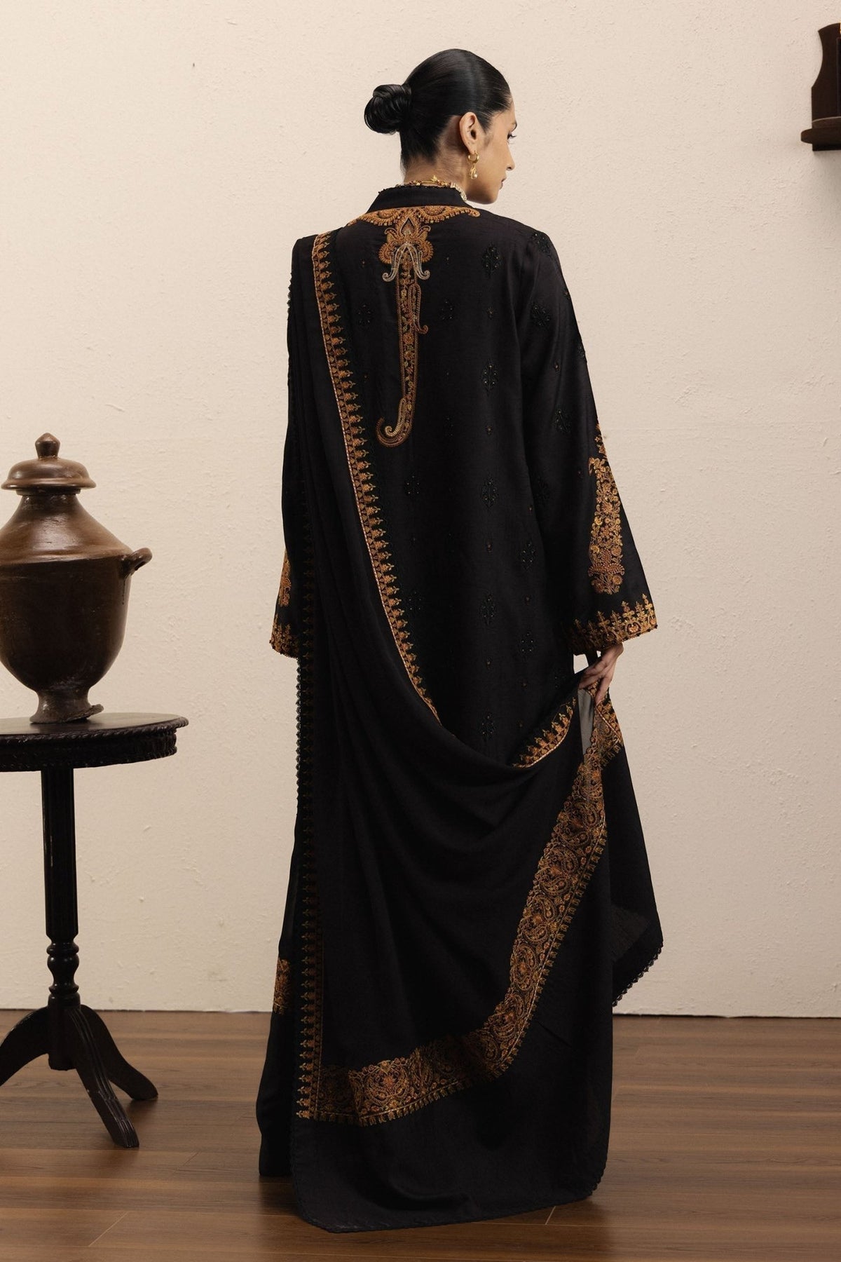 Zara Shahjahan | Eid Festive 26 | Raat Rang-Brand:Zara Shahjahan-Type:Ladies Clothes-Black-Raw Silk-House of Maryam- Buy in UK, USA