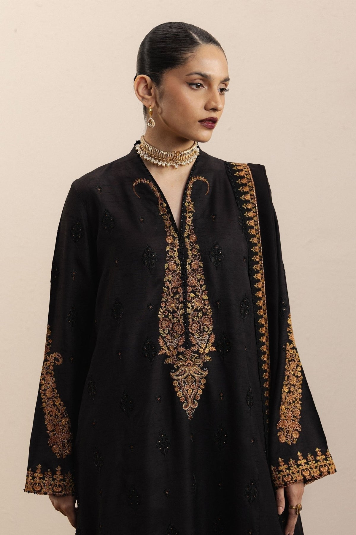 Zara Shahjahan | Eid Festive 26 | Raat Rang-Brand:Zara Shahjahan-Type:Ladies Clothes-Black-Raw Silk-House of Maryam- Buy in UK, USA