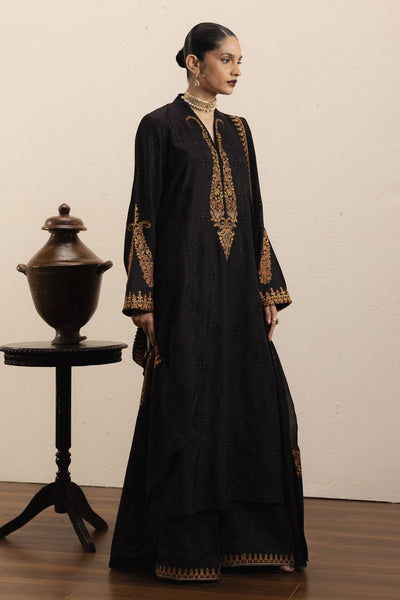 Zara Shahjahan | Eid Festive 26 | Raat Rang-Brand:Zara Shahjahan-Type:Ladies Clothes-Black-Raw Silk-House of Maryam- Buy in UK, USA