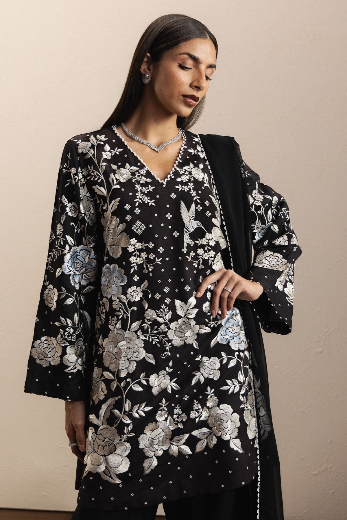 Zara Shahjahan | Eid Festive 26 | Shabina-Brand:Zara Shahjahan-Type:Ladies Clothes-Black-Silk-House of Maryam- Buy in UK, USA
