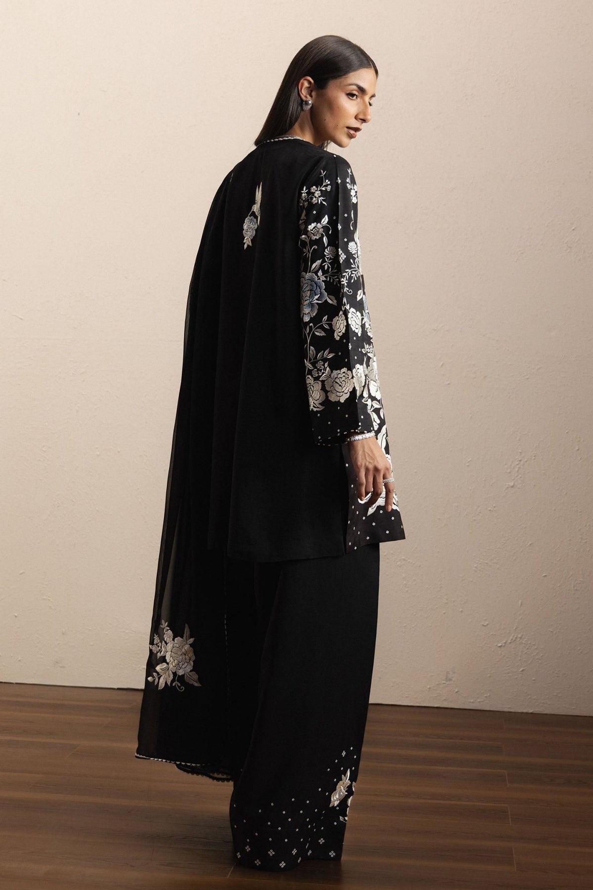 Zara Shahjahan | Eid Festive 26 | Shabina-Brand:Zara Shahjahan-Type:Ladies Clothes-Black-Silk-House of Maryam- Buy in UK, USA