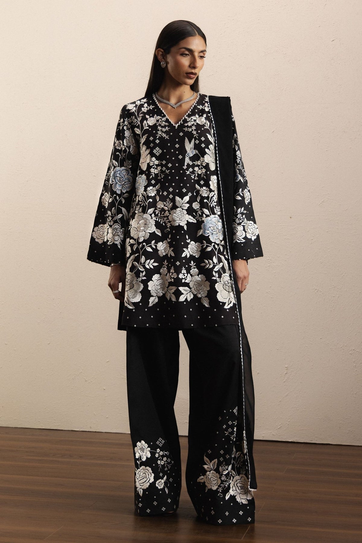 Zara Shahjahan | Eid Festive 26 | Shabina-Brand:Zara Shahjahan-Type:Ladies Clothes-Black-Silk-House of Maryam- Buy in UK, USA