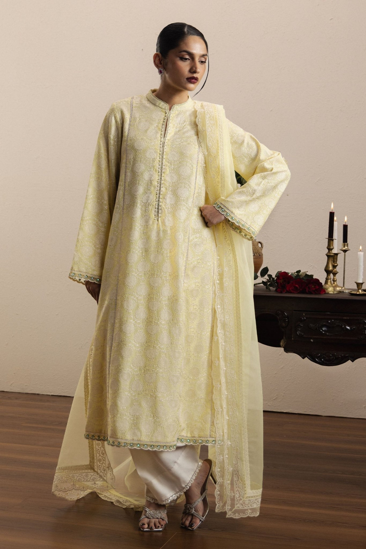 Zara Shahjahan | Eid Festive 26 | Zahra-Brand:Zara Shahjahan-Type:Ladies Clothes-Butter Yellow-Raw Silk-House of Maryam- Buy in UK, USA