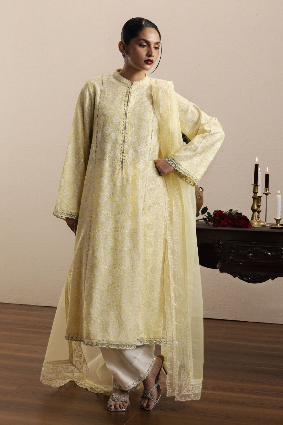 Zara Shahjahan | Eid Festive 26 | Zahra-Brand:Zara Shahjahan-Type:Ladies Clothes-Butter Yellow-Raw Silk-House of Maryam- Buy in UK, USA