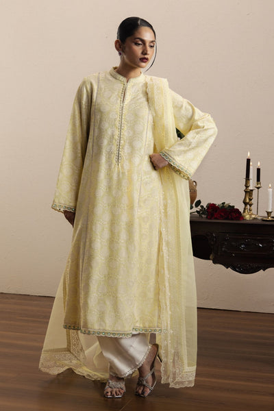 Zara Shahjahan | Eid Festive 26 | Zahra-Brand:Zara Shahjahan-Type:Ladies Clothes-Butter Yellow-Raw Silk-House of Maryam- Buy in UK, USA