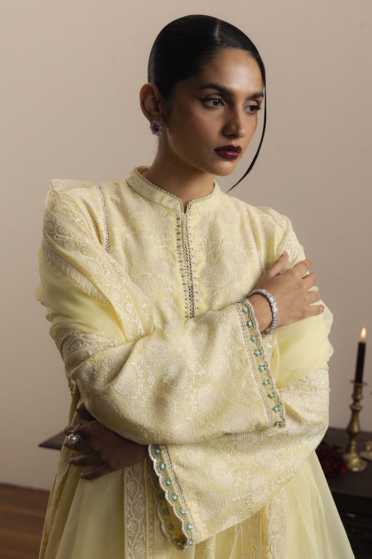 Zara Shahjahan | Eid Festive 26 | Zahra-Brand:Zara Shahjahan-Type:Ladies Clothes-Butter Yellow-Raw Silk-House of Maryam- Buy in UK, USA