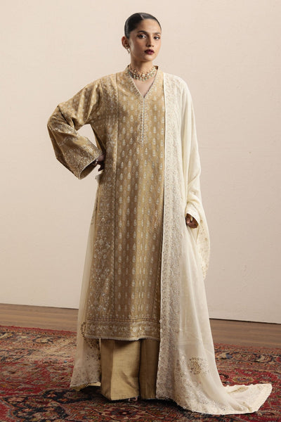 Zara Shahjahan | Eid Festive 26 | Zarreen-Brand:Zara Shahjahan-Type:Ladies Clothes-Coral Gold-Medium Raw Silk-House of Maryam- Buy in UK, USA