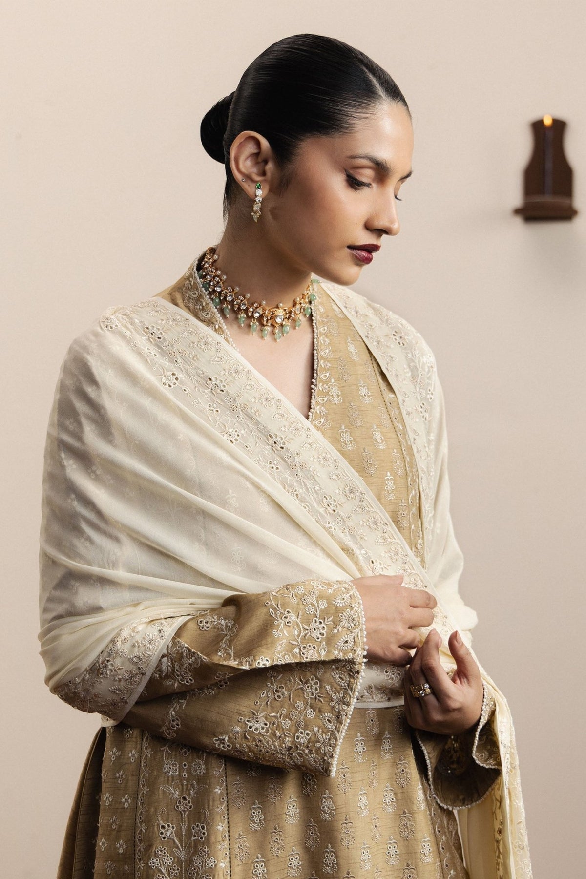 Zara Shahjahan | Eid Festive 26 | Zarreen-Brand:Zara Shahjahan-Type:Ladies Clothes-Coral Gold-Medium Raw Silk-House of Maryam- Buy in UK, USA