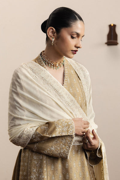 Zara Shahjahan | Eid Festive 26 | Zarreen-Brand:Zara Shahjahan-Type:Ladies Clothes-Coral Gold-Medium Raw Silk-House of Maryam- Buy in UK, USA