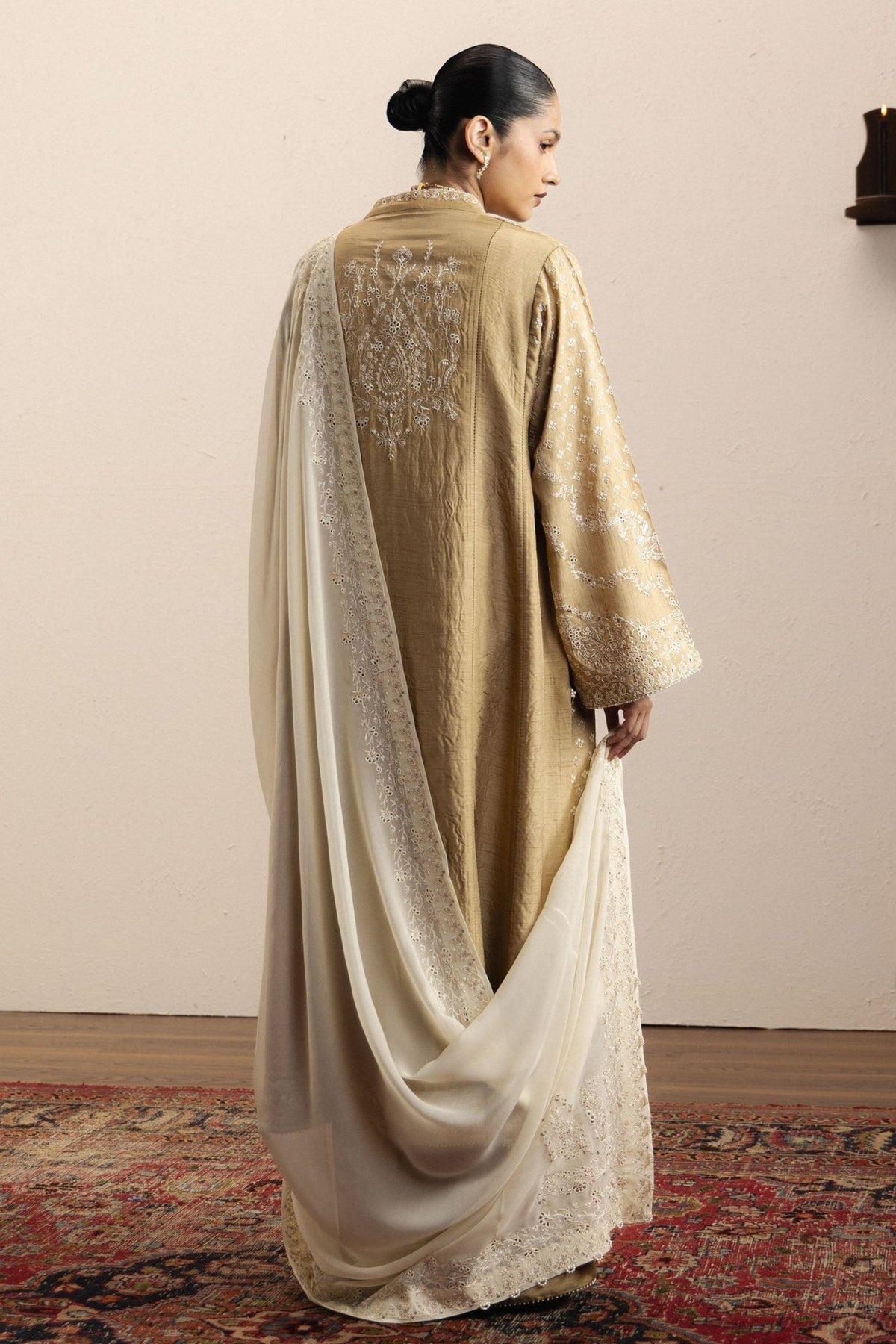 Zara Shahjahan | Eid Festive 26 | Zarreen-Brand:Zara Shahjahan-Type:Ladies Clothes-Coral Gold-Medium Raw Silk-House of Maryam- Buy in UK, USA