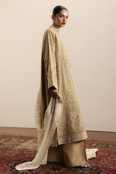 Zara Shahjahan | Eid Festive 26 | Zarreen-Brand:Zara Shahjahan-Type:Ladies Clothes-Coral Gold-Medium Raw Silk-House of Maryam- Buy in UK, USA