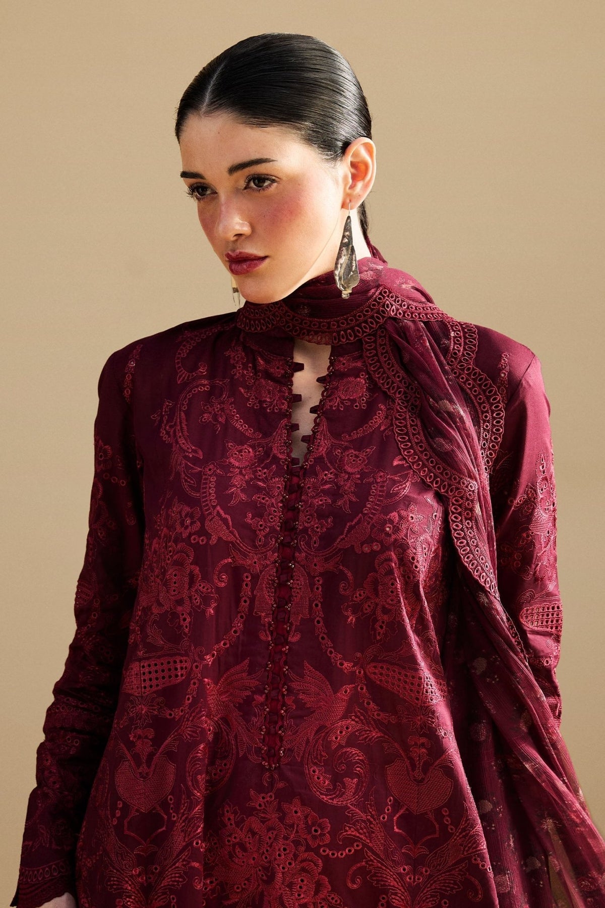 Zara Shahjahan | Satori 25 | Sei-9A-Brand:Zara Shahjahan-Type:Ladies Clothes-Maroon-Lawn-House of Maryam- Buy in UK, USA
