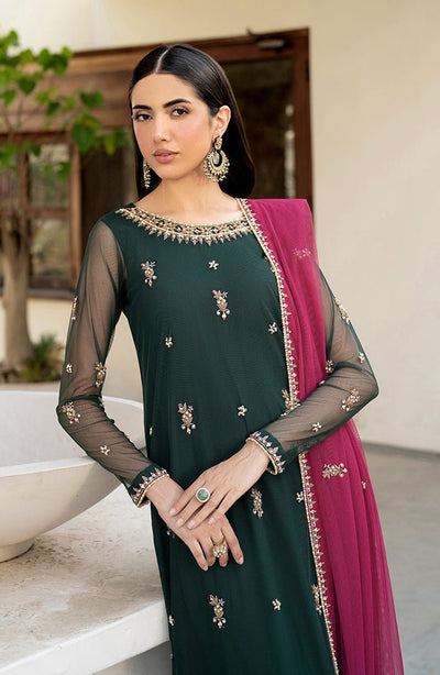 Zarif | Arzou Luxe | RAYA-Brand:Zarif-Type:Ladies Clothes-Net-Dark Green-House of Maryam- Buy in UK, USA