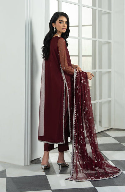 Zarif | Arzou Luxe | SOLENA-Brand:Zarif-Type:Ladies Clothes-Maroon-Net-House of Maryam- Buy in UK, USA