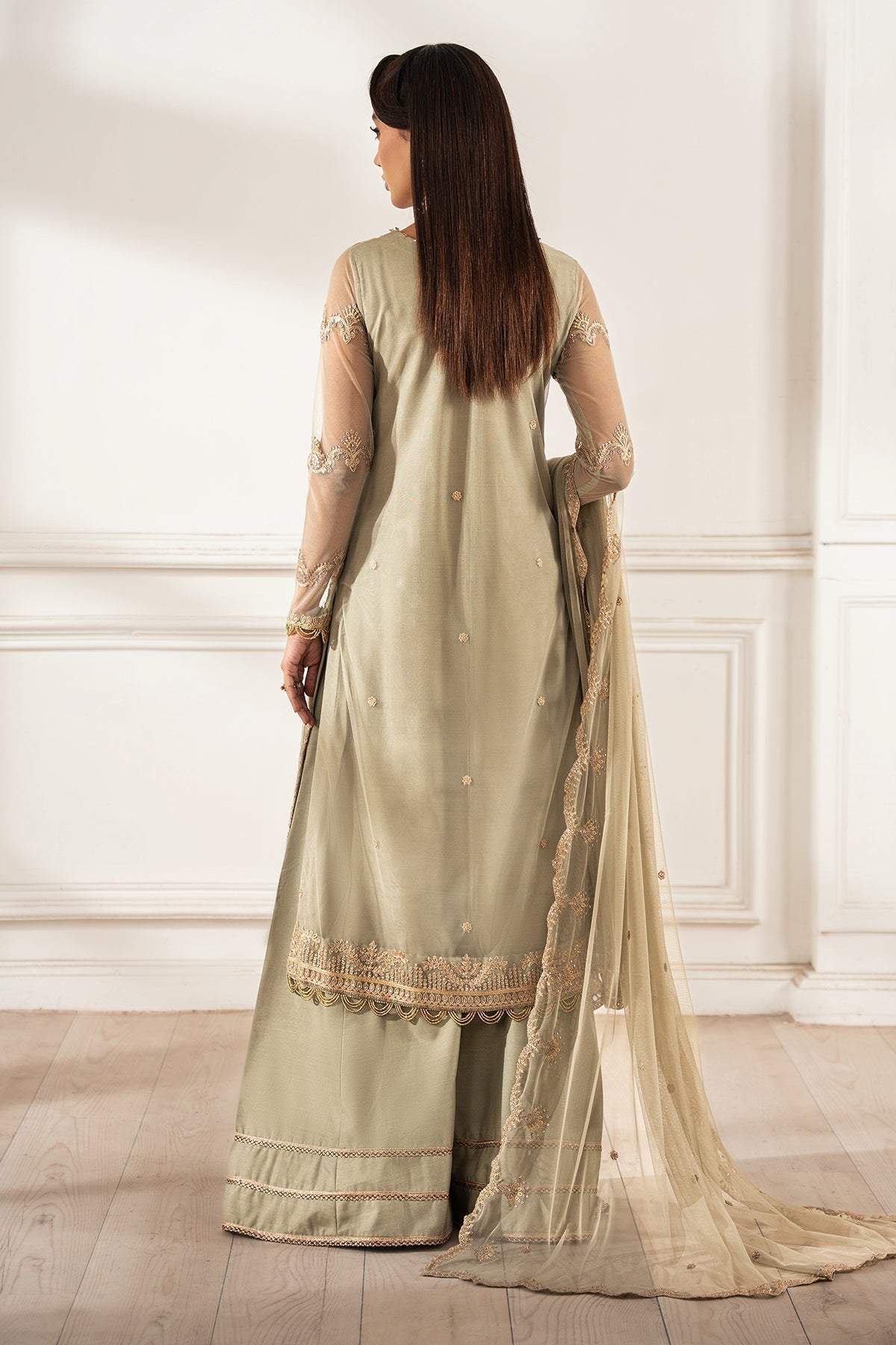 Zarif | Heer Formals | Z-01 LEILA-Brand:Zarif-Type:Ladies Clothes-Green-Net-House of Maryam- Buy in UK, USA