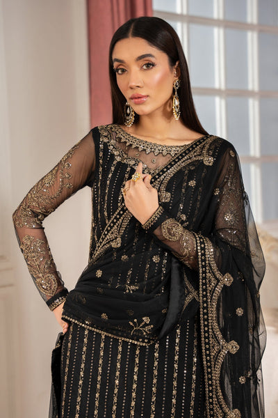 Zarif | Heer Formals | Z-02 YASNA-Brand:Zarif-Type:Ladies Clothes-Black-Net-House of Maryam- Buy in UK, USA