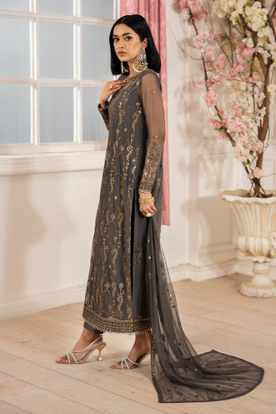 Zarif | Heer Formals | Z-04 SORAYA-Brand:Zarif-Type:Ladies Clothes-Gray-Net-House of Maryam- Buy in UK, USA