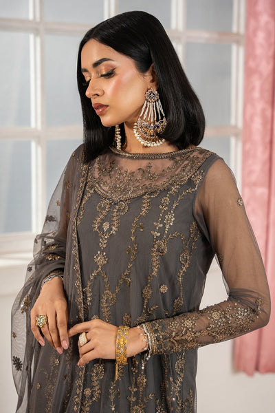 Zarif | Heer Formals | Z-04 SORAYA-Brand:Zarif-Type:Ladies Clothes-Gray-Net-House of Maryam- Buy in UK, USA